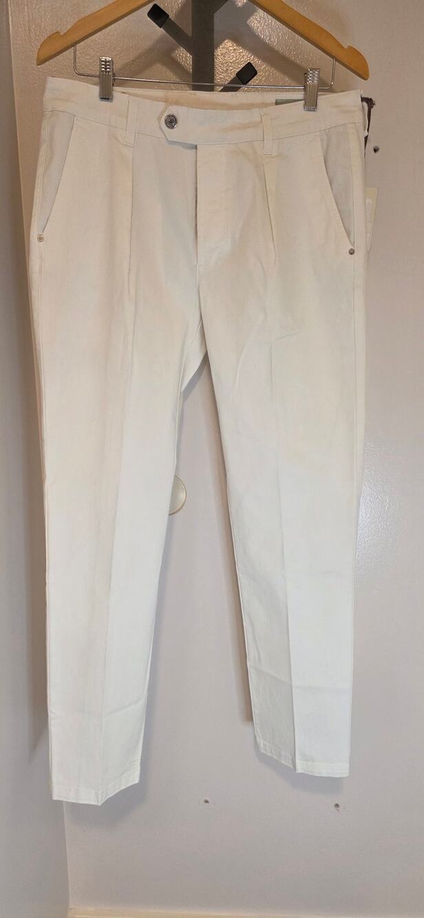 Entre Amis Men's Pleated White denim pants IT48/US34 NWT